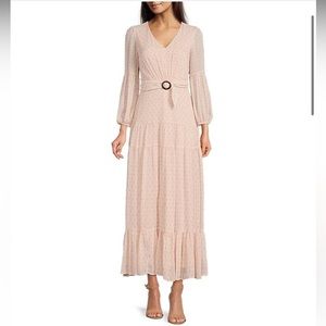 Taylor Polka Dot Print 3/4 Sleeve Midi Dress
